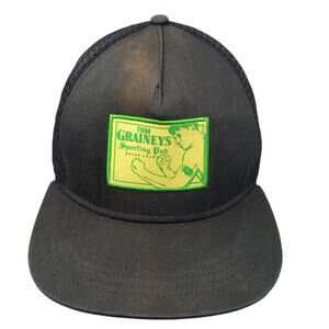 Tom Graineys Snapback Trucker Hat Black One Size Adjustable Mesh Back Promoshop